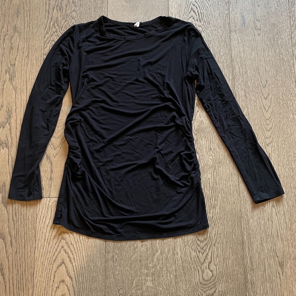 Black Soft Knit Ruched Maternity Top